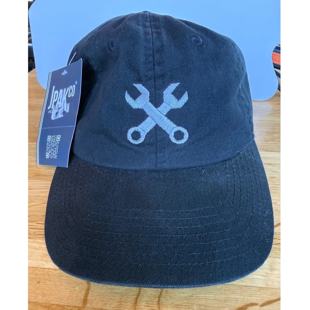 JPAK Crossed Wrench Dad Hat Black Adjustable Embroidered Mechanic Cap NWT